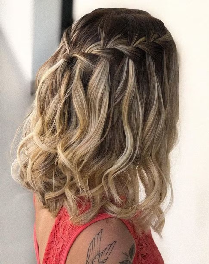 penteado liso com trança