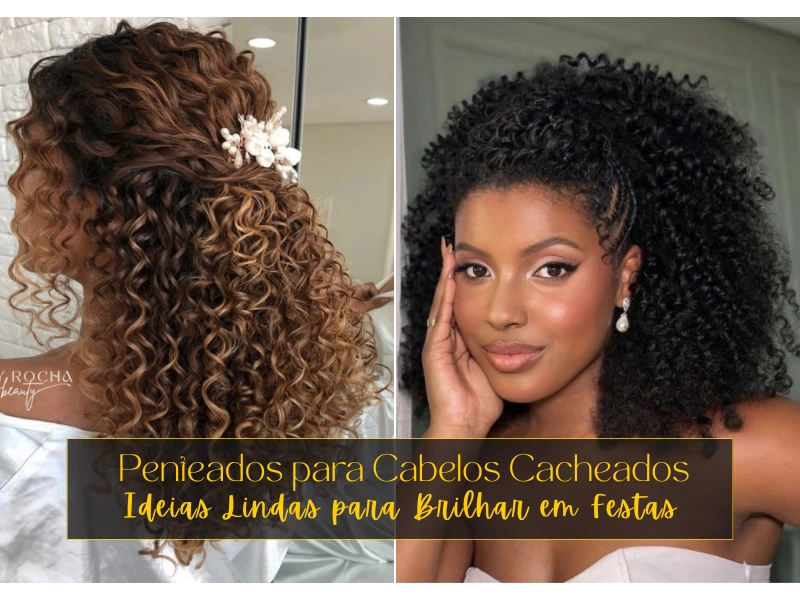penteados para cabelo cacheado médio