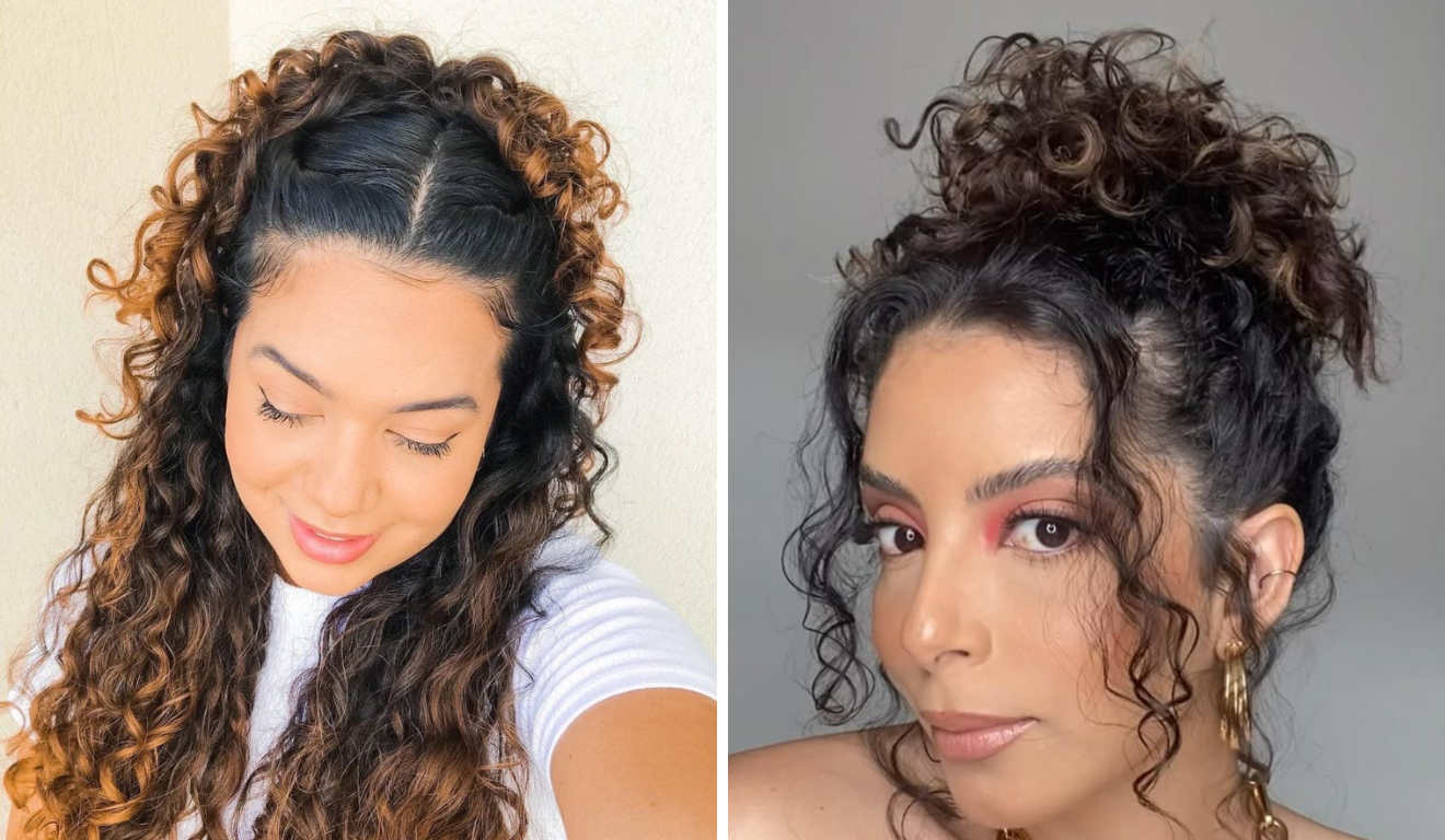 penteados para cabelo cacheado solto