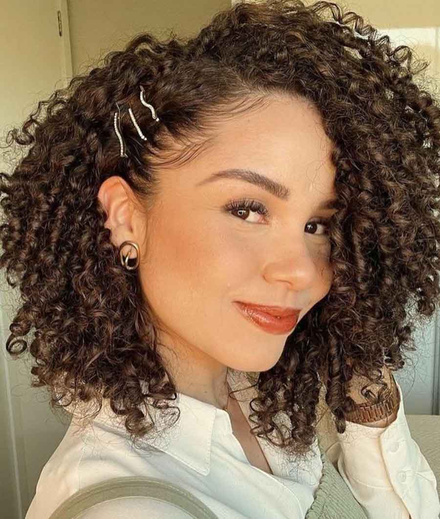 penteados para cabelo cacheado semi preso