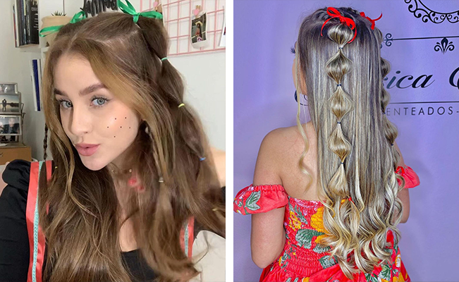penteado para cabelo cacheado festa junina