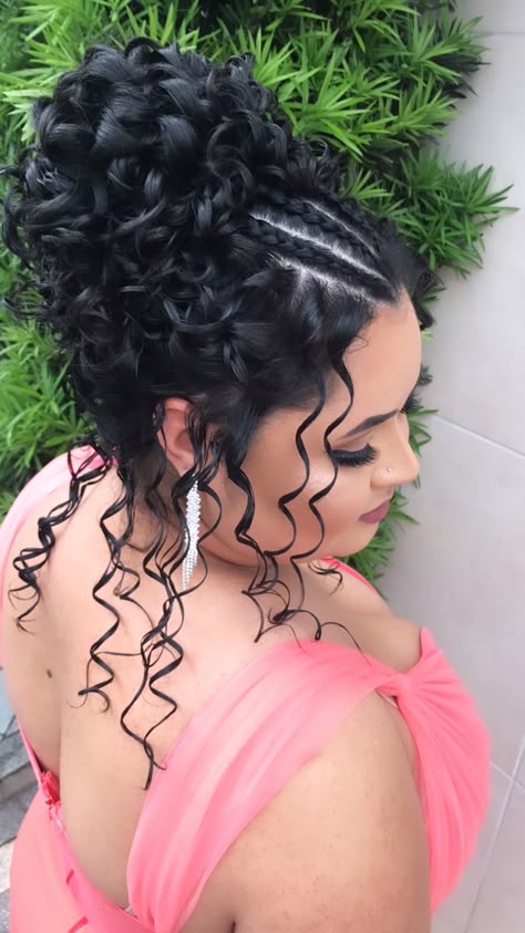penteado de formatura para crespos