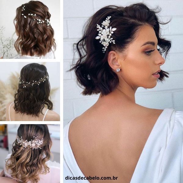 ideias penteado noiva cabelo curto