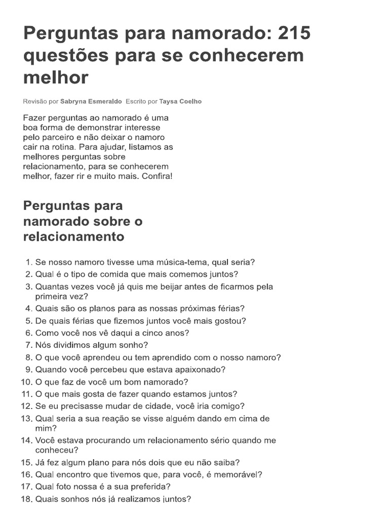 perguntas para casais jovens