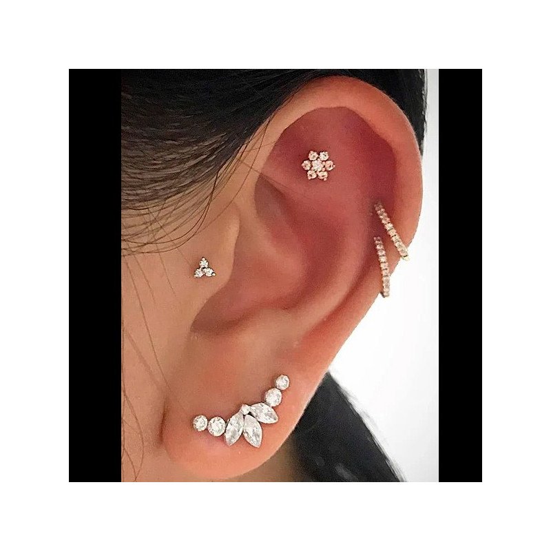 mix de brincos e piercings para orelha
