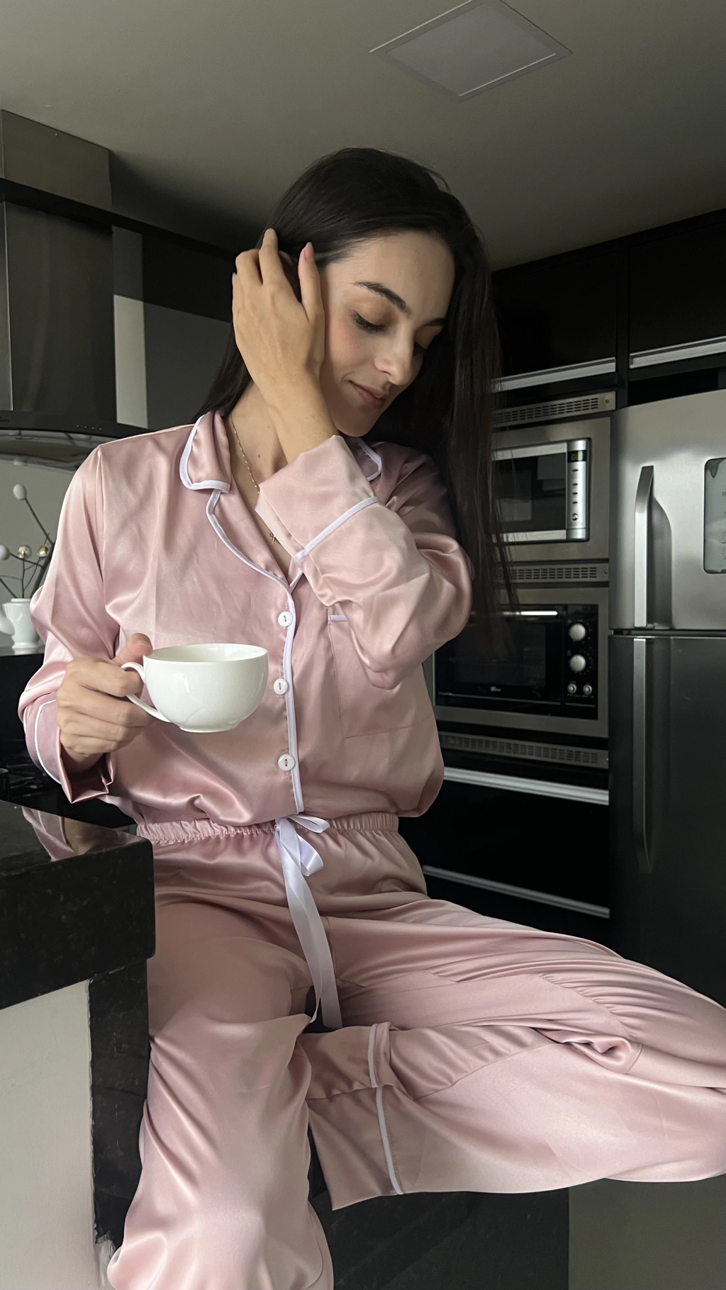 pijama americano cetim rosa