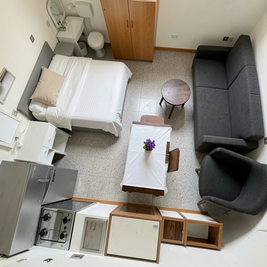 Tabela com metragens comuns de apartamentos de 2 quartos, variando de 50 a 80 metros quadrados.