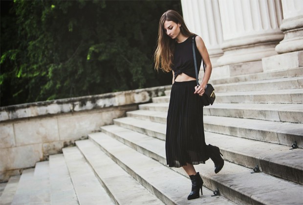 saia midi com bota slouchy