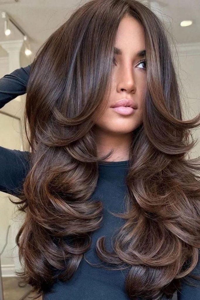 camadas de cabelo tendência