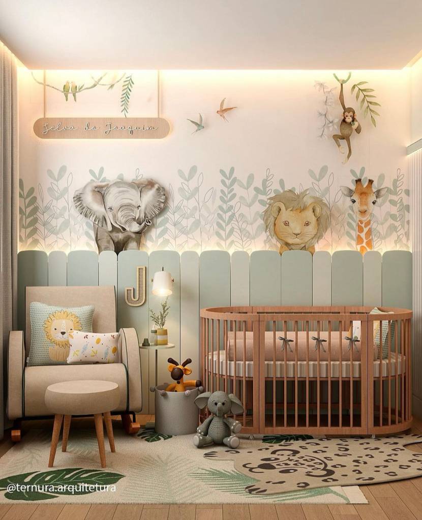 papel de parede quarto bebê safari