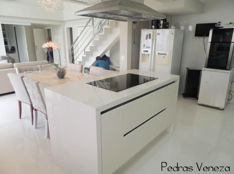 bancada de cozinha quartzo branco manchas