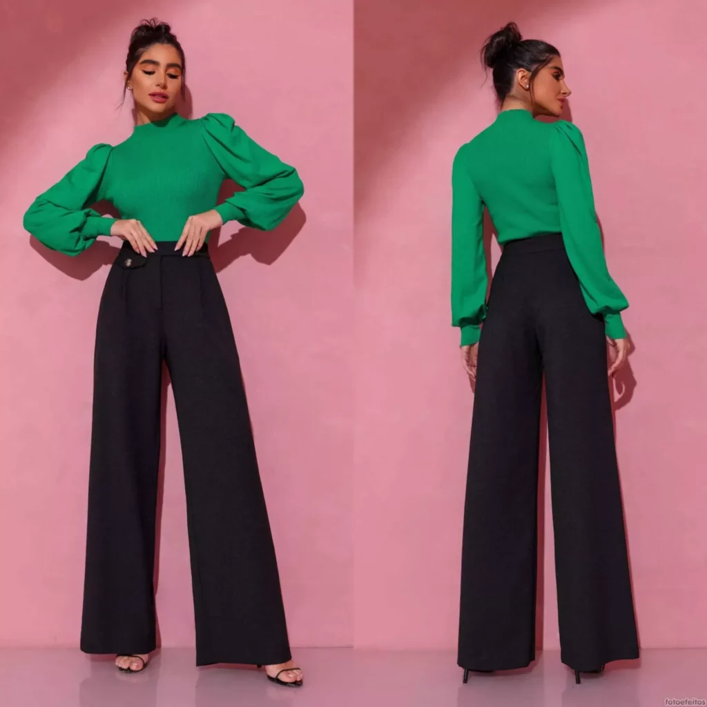 calça pantalona elegante
