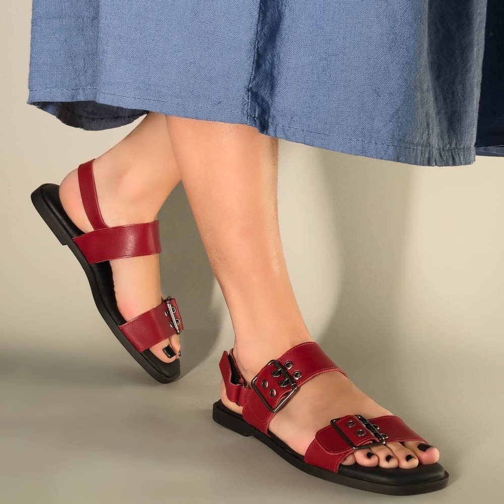 sandália flat feminina duas tiras