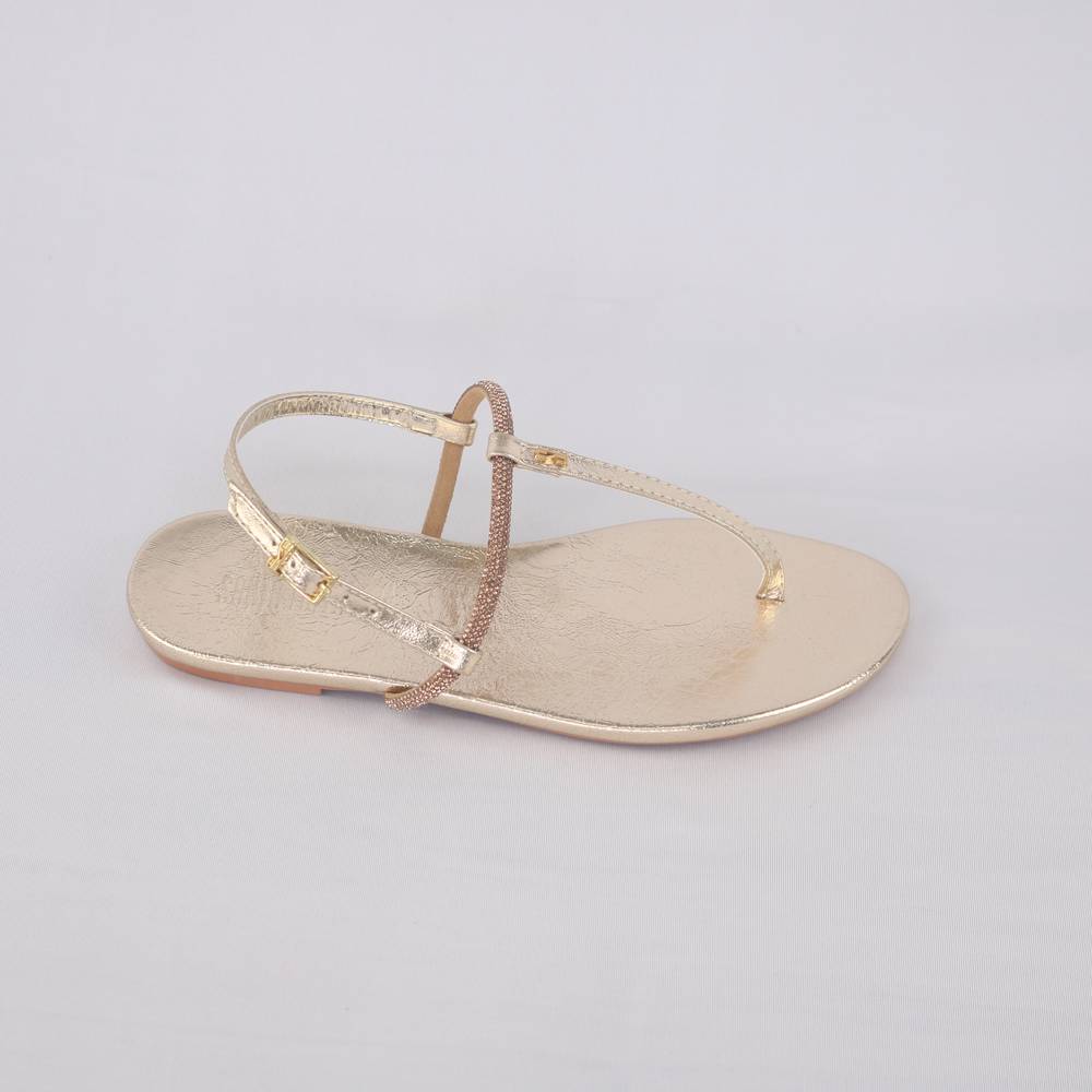 sandália flat Santa Lolla strass