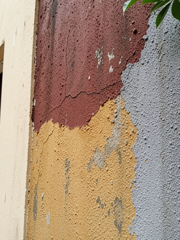 Amostras de reboco baiano em tons de terracota, ocre e cinza, dispostas lado a lado.