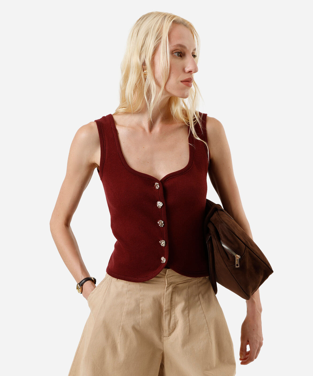 regata de tricô com blazer elegante