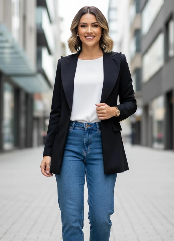 conjunto regata de tricô e blazer