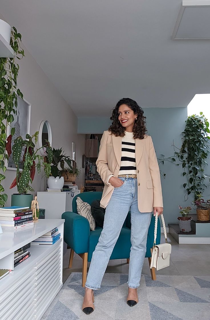 regata de tricô com blazer elegante