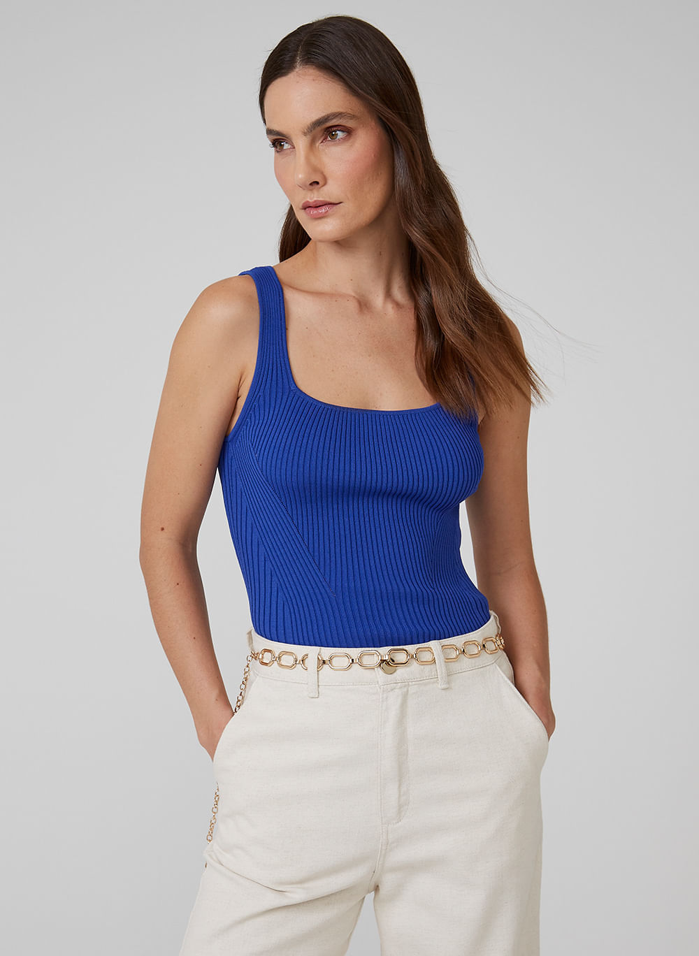 regata feminina decote quadrado off-white