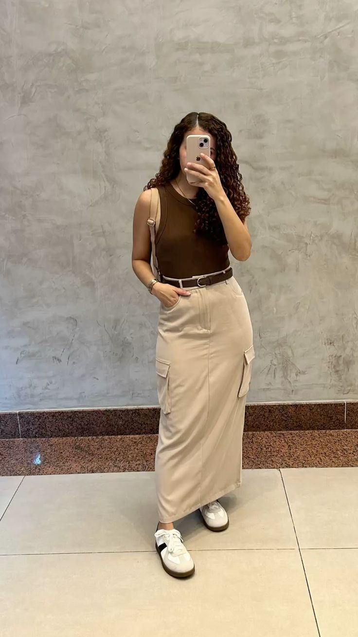 look com saia cargo para mulheres altas