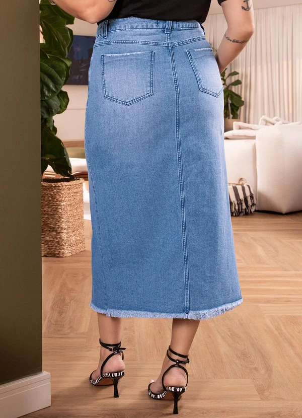 saia jeans animale fenda lateral