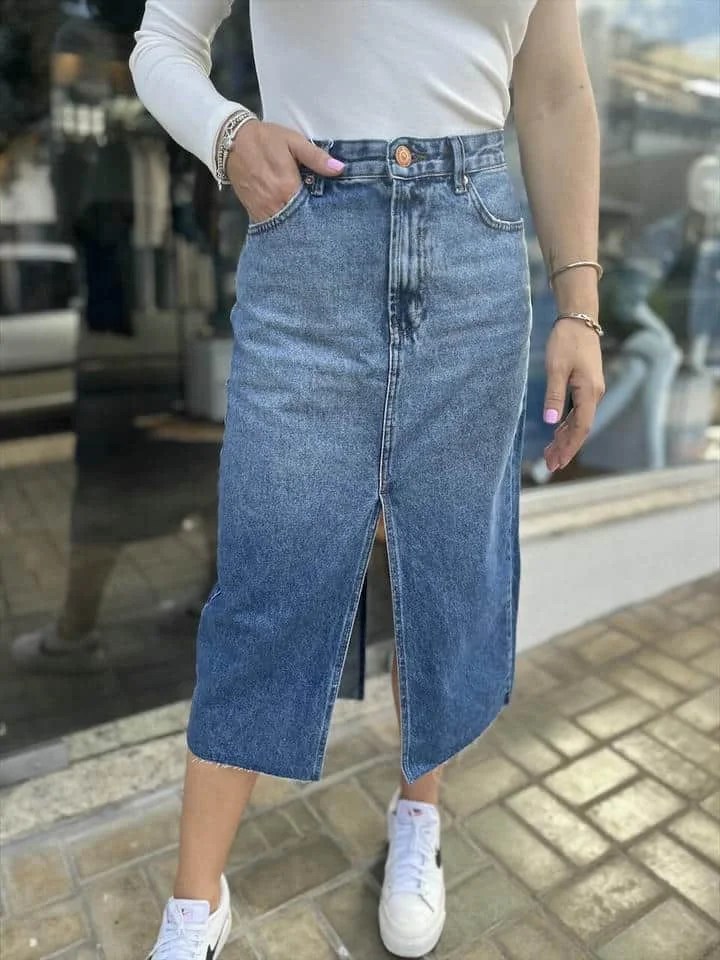saia jeans Animale longa