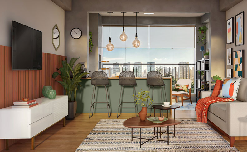 apartamento pequeno sala varanda
