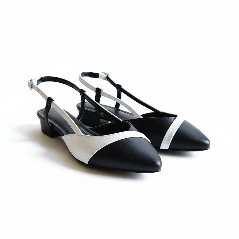 sapatilha slingback de couro