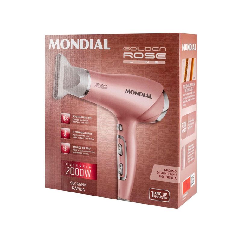 Secador Mondial Golden Rose Portátil