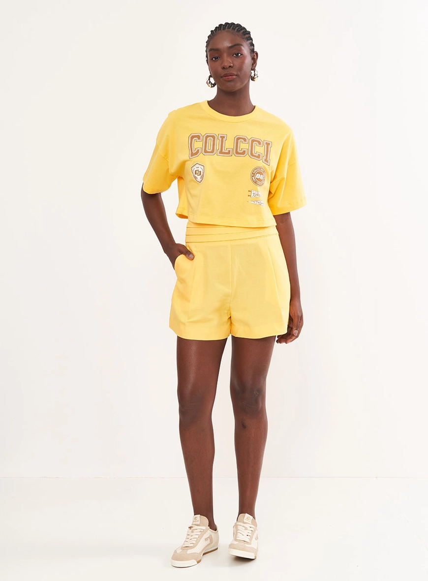 short canelado feminino linho