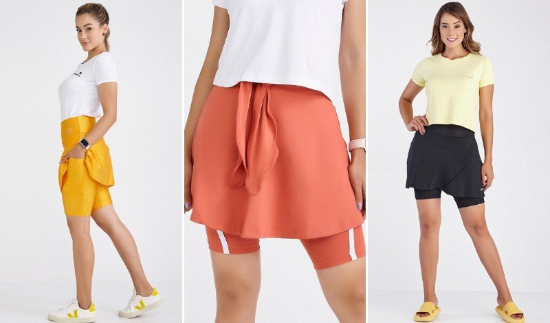 roupa de academia short saia