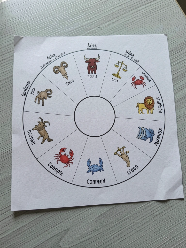 Círculo zodiacal com símbolos dos doze signos dispostos ao redor.