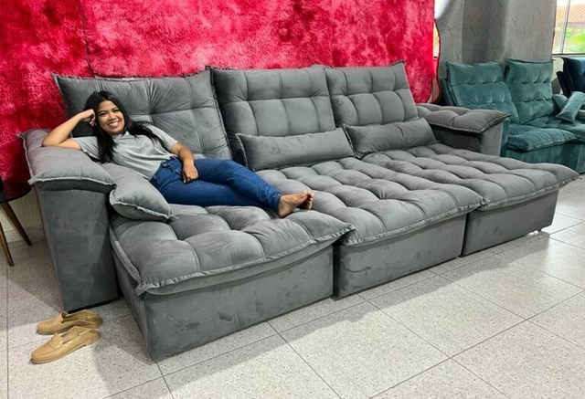 sofá de 3 metros retrátil e reclinável