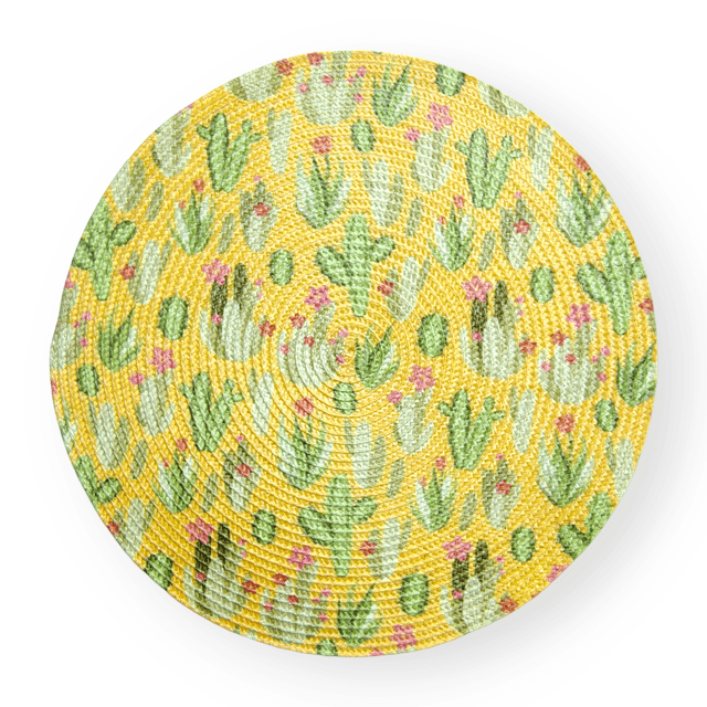 sousplat verde com detalhe amarelo