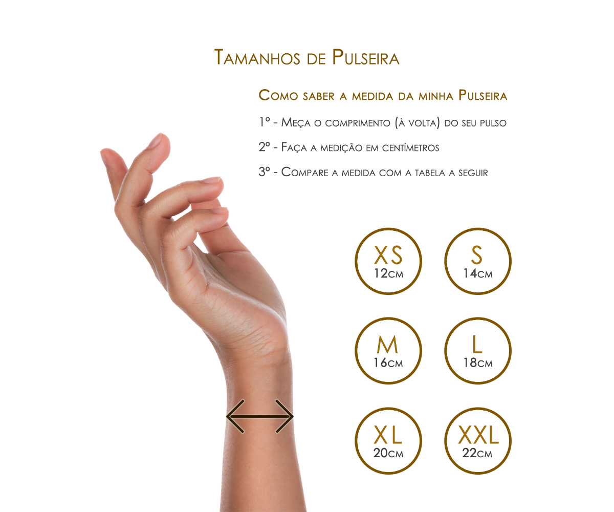 medida padrão pulseira feminina
