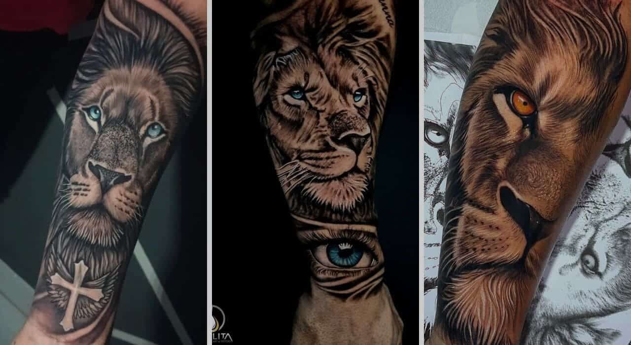 tatuagem leão delicada braço feminino