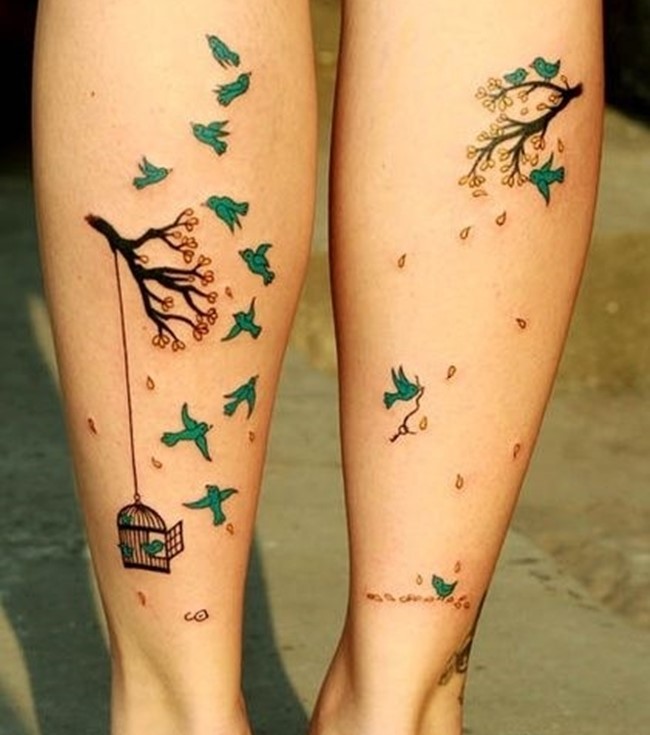 ideias de tatuagem pássaro feminino braço
