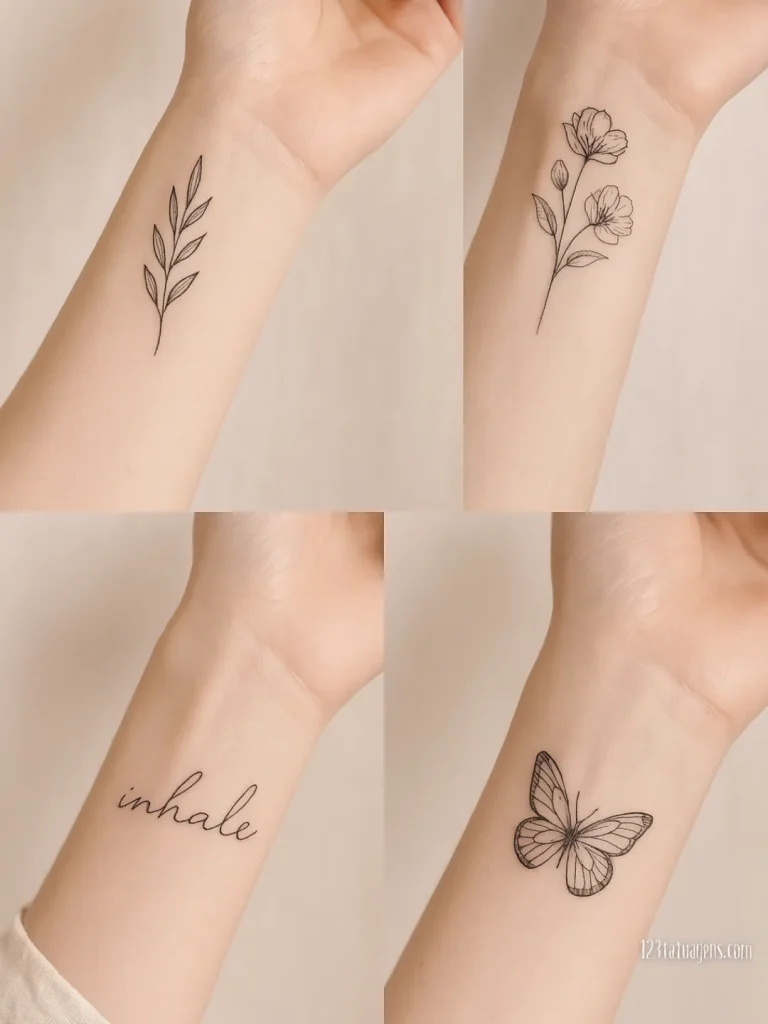 tatuagem de escrita fina pulso