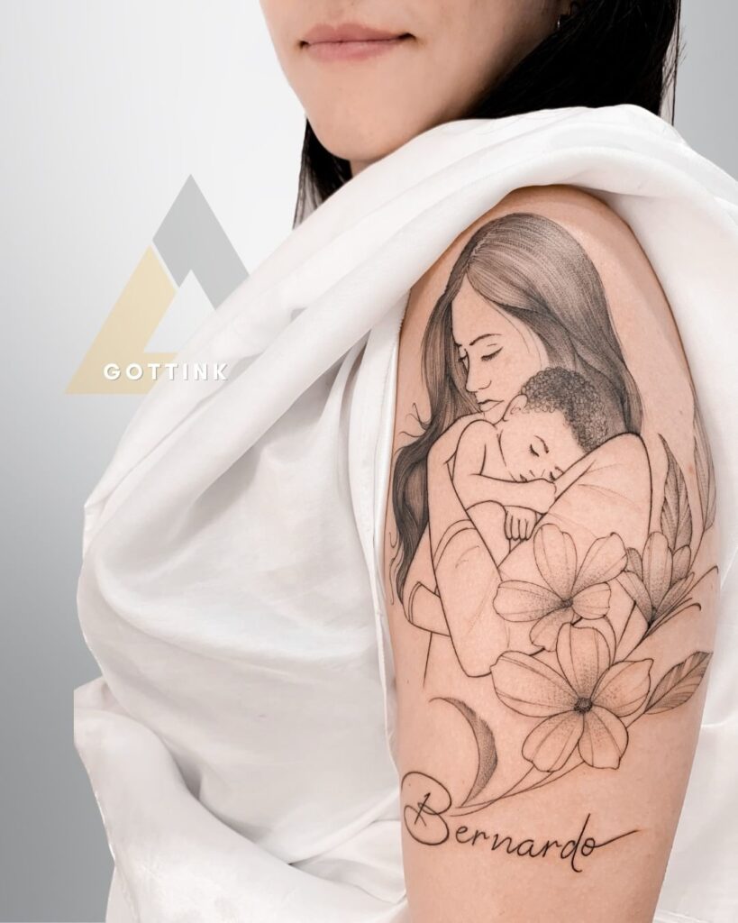 tatuagem de silhueta de família