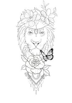 tatuagem de leão com coroa