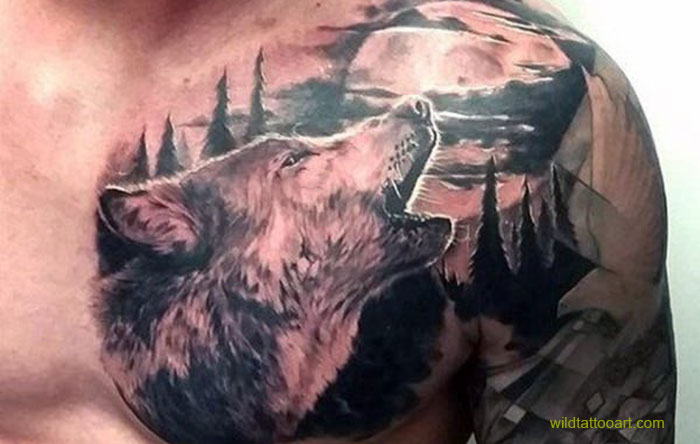 tatuagem de lobo nas costas