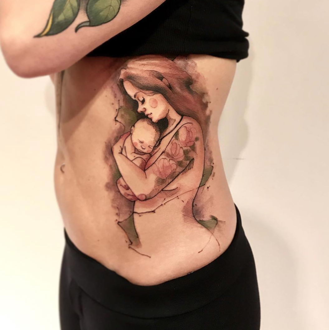 tatuagem mãe e filho no coração