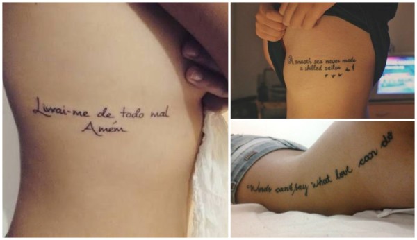 tatuagem na costela com frase