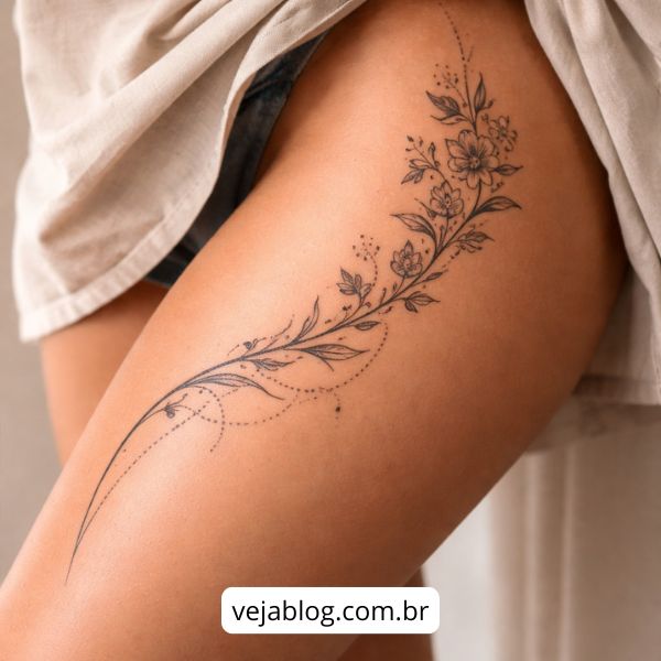 tatuagem delicada na perna feminina