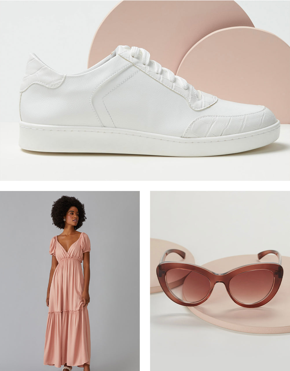 tênis branco com vestido longo florido