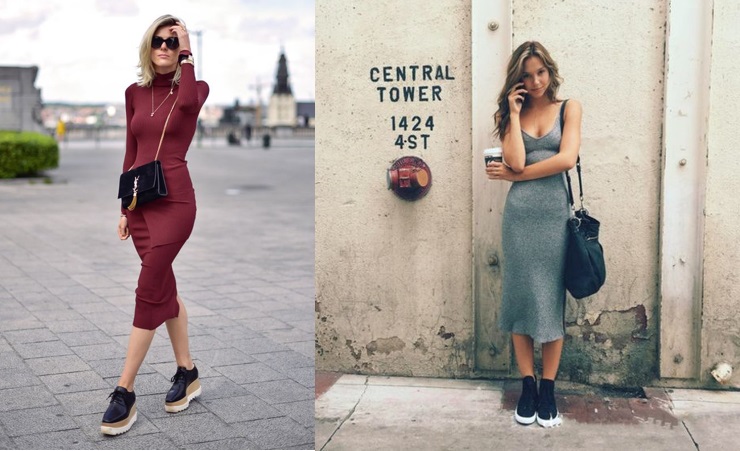look com vestido e tênis preto