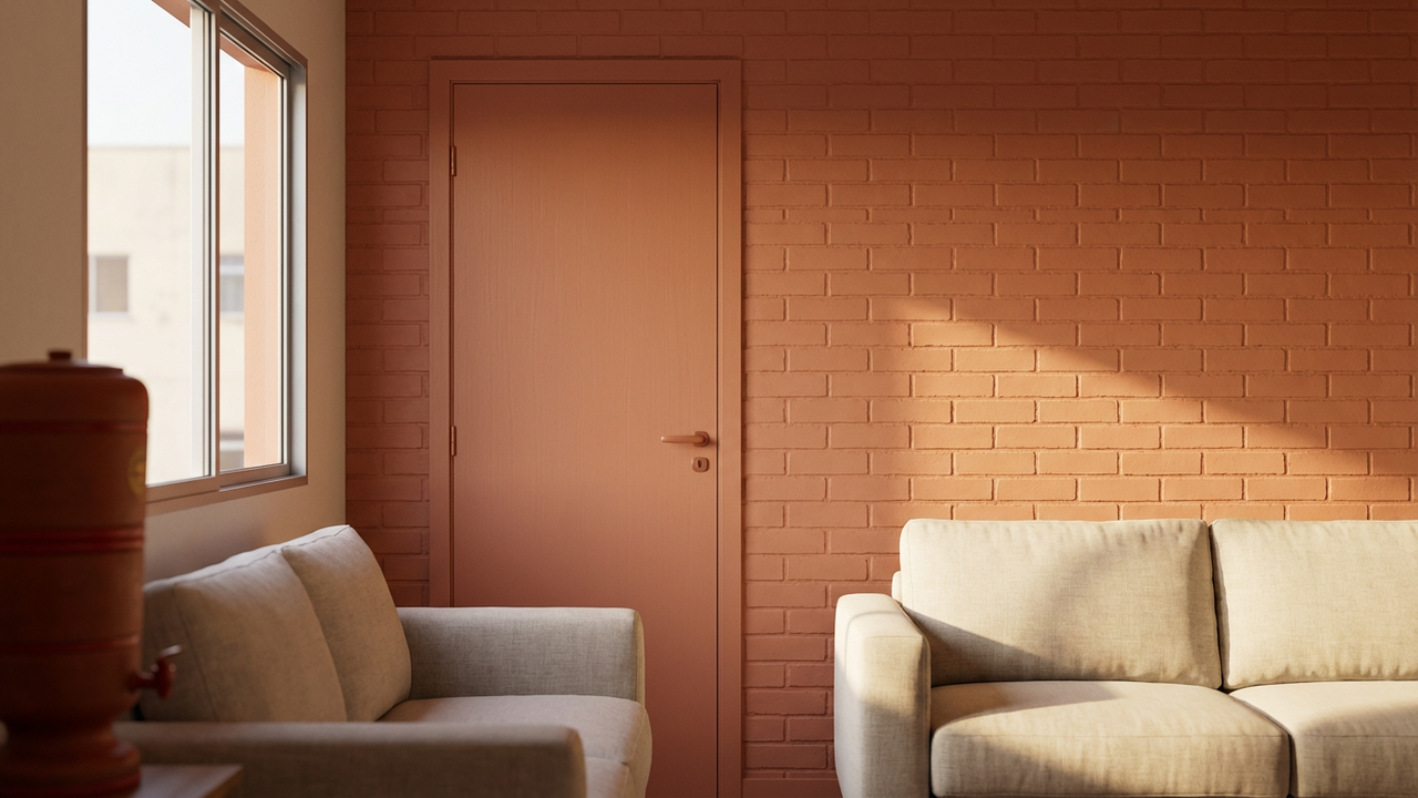 cores que combinam com terracota na sala