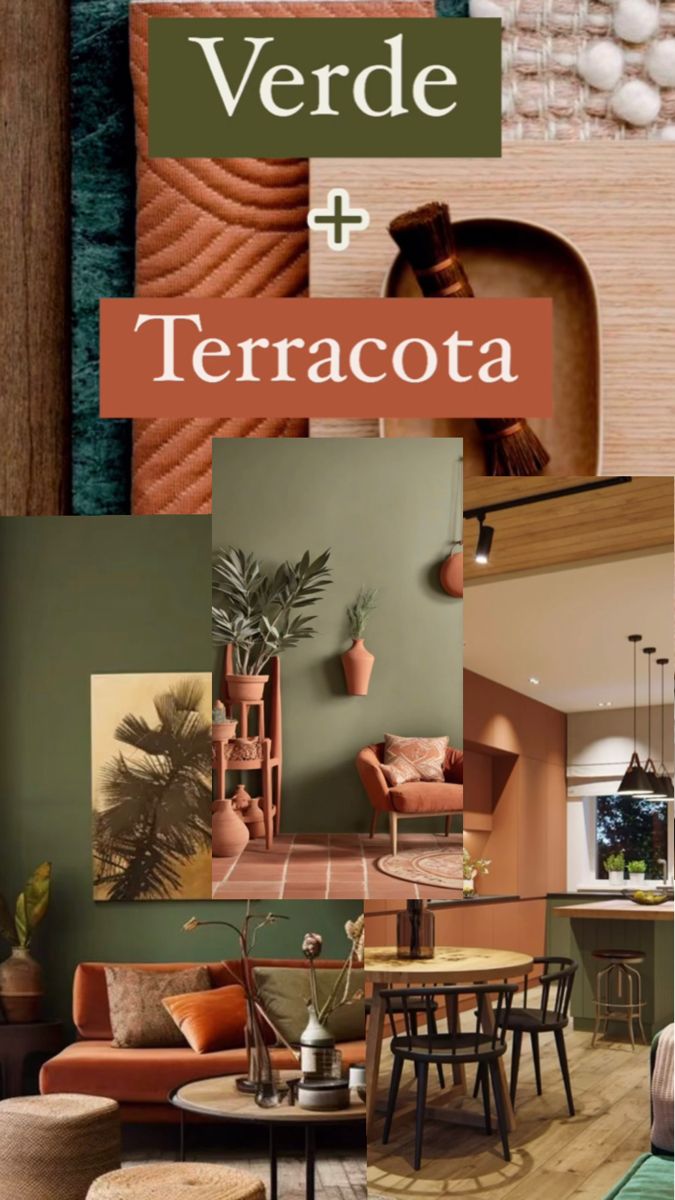decoração com terracota e verde