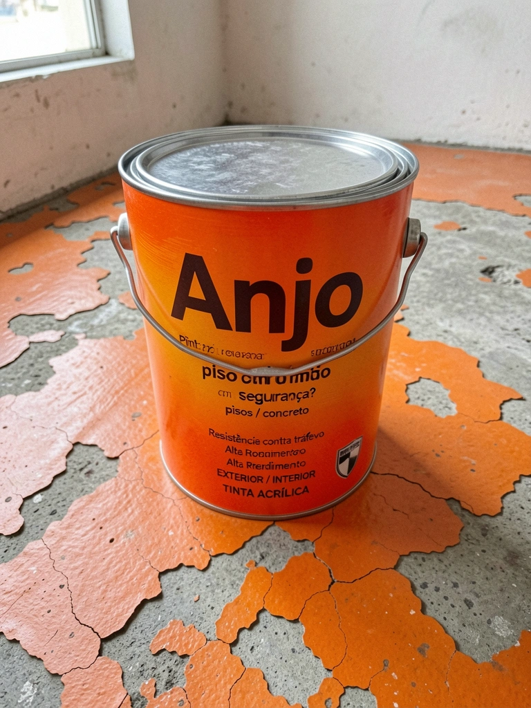 Piso externo com tinta descascando, revelando manchas e superfície irregular.