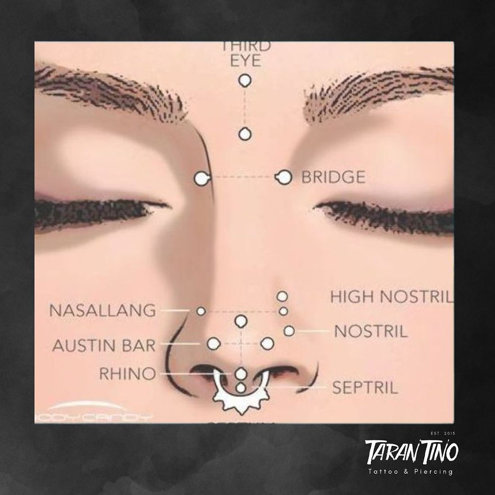 Tipos de piercings no nariz e seus nomes